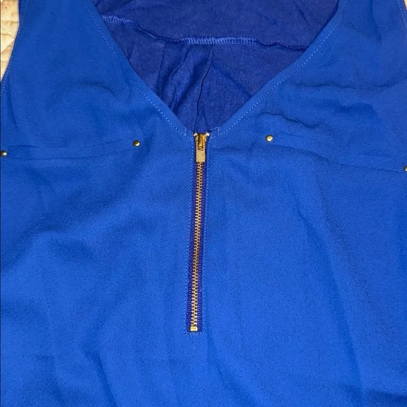 Express Cobalt Blue Zip-Front Sleeveless Tank - Picture 4 of 4